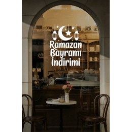 Ramazan Bayramı İndirimi Yazılı Cam Vitrin Sticker - Mağaza Vitrin Yazısı Bayram Dekoru