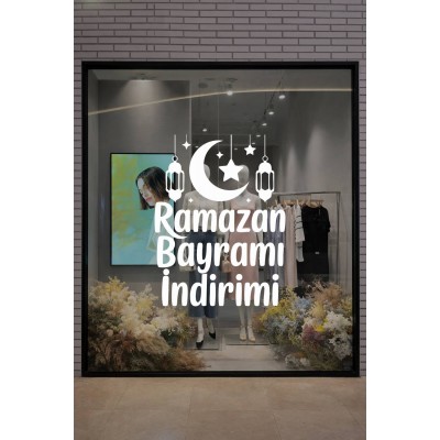 Ramazan Bayramı İndirimi Yazılı Cam Vitrin Sticker - Mağaza Vitrin Yazısı Bayram Dekoru