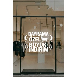 Bayrama Özel Büyük İndirim Cam Vitrin Sticker – Mağaza Vitrin Bayram Çıkartması
