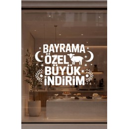 Bayrama Özel Büyük İndirim Cam Vitrin Sticker – Mağaza Vitrin Bayram Çıkartması