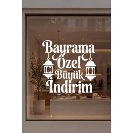 Bayrama Özel Büyük İndirim Yazısı Mağaza Cam Sticker – Dükkan Vitrin Yazısı