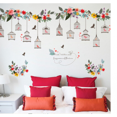 Çiçekçilere Özel Kuş Kafesi Sarmaşık Cam Vitrin Sticker Yapıştırma