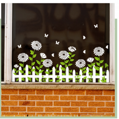 Çiçekçilere Özel Papatya Dekorasyon Cam Vitrin Sticker Yapıştırma