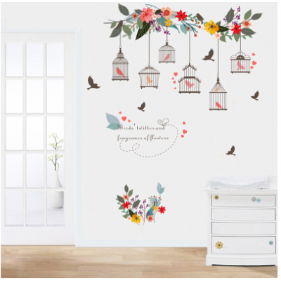 Çiçekçilere Özel Kuş Kafesi Sarmaşık Cam Vitrin Sticker Yapıştırma