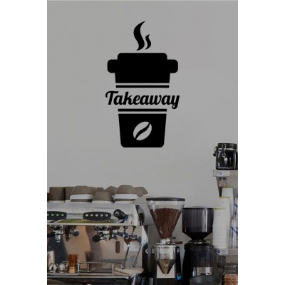 Kafe ve Restoranlara Özel Takeaway Coffee Cam Sticker – Kafe & Restoran Vitrin Yazısı – Paket Servis Cam Sticker