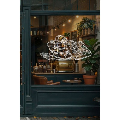Kafe ve Pastaneler İçin Waffle Tatlı Cam Vitrin Sticker – Dekoratif Cam Yazısı
