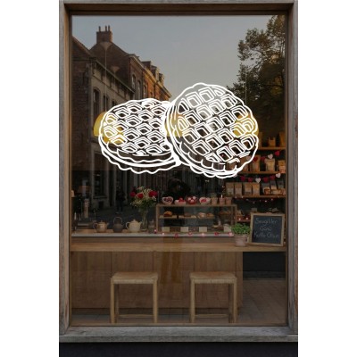Restoran & Cafe Cam Sticker – Waffle Tasarım Vitrin Dekoru - Kafe Duvar & Vitrin Dekoru 
