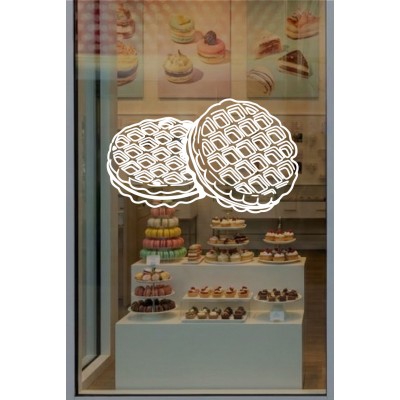 Restoran & Cafe Cam Sticker – Waffle Tasarım Vitrin Dekoru - Kafe Duvar & Vitrin Dekoru 