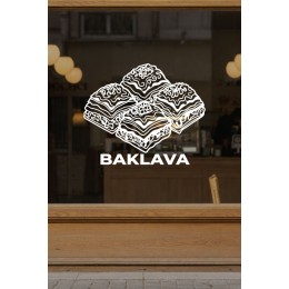 Baklava İkonlu Cam Vitrin Sticker – Kafe Dekorasyonu - Kafe Sticker Vitrin Tasarımı
