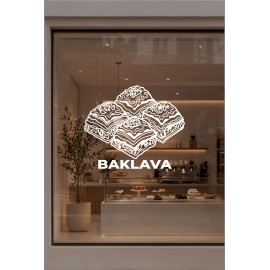 Baklava İkonlu Cam Vitrin Sticker – Kafe Dekorasyonu - Kafe Sticker Vitrin Tasarımı