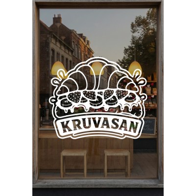Kruvasan Kafe Vinil Sticker – Cam Vitrin & Duvar Çıkartması – Pastane Logo Sticker