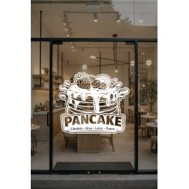 Pancake Kafe Vinil Sticker – Çikolata Oreo Lotus Bueno – Cam Vitrin Çıkartması – Pastane Sticker