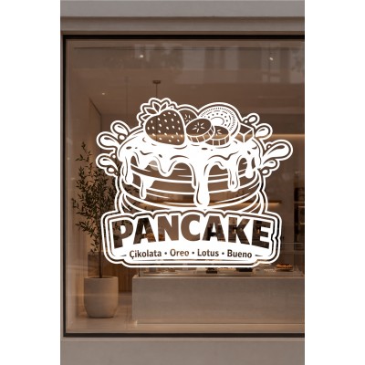 Pancake Kafe Vinil Sticker – Çikolata Oreo Lotus Bueno – Cam Vitrin Çıkartması – Pastane Sticker