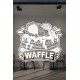 Waffle Kafe Vinil Duvar Sticker – Çilek Muz Oreo Süslemeli – Kafe Duvar & Cam Çıkartması