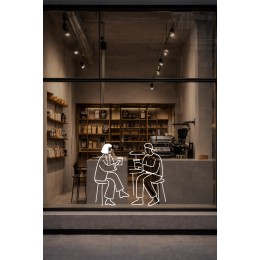 Kafede Oturan Çift Vitrin Sticker – Kafe Vitrin & Duvar Çıkartması – Kafe Vitrin Dekorasyonu