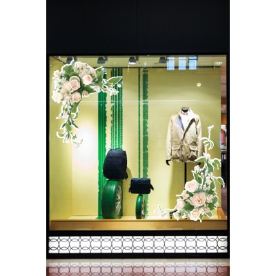 Sarkıt Beyaz Renk Gül Demetleri Renkli Vitrin Cam Stickerı