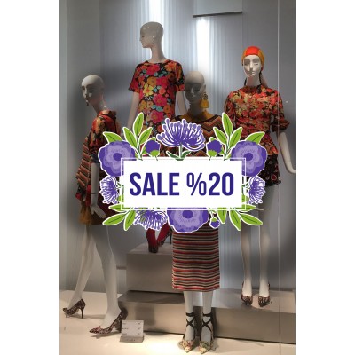 Blue And Green İlkbahar Yaz Koleksiyonu Mağaza Vitrin Cam Stickerı