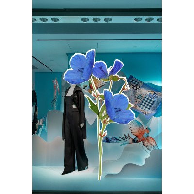 Bohem Mavi Renk Vitrin Tacı ve Mağaza Vitrin Cam Stickerı