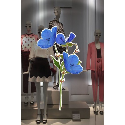 Bohem Mavi Renk Vitrin Tacı ve Mağaza Vitrin Cam Stickerı