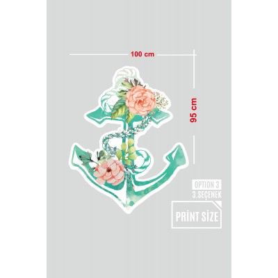 Deniz Çapası ve Güller Vitrin Süsü Mağaza Vitrin Tasarımı Cam Stickerı