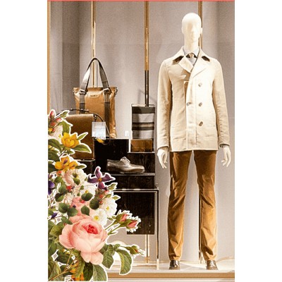 Fransız Bohem Roses Güller Vitrin Tacı ve Mağaza Vitrin Cam Stickerı