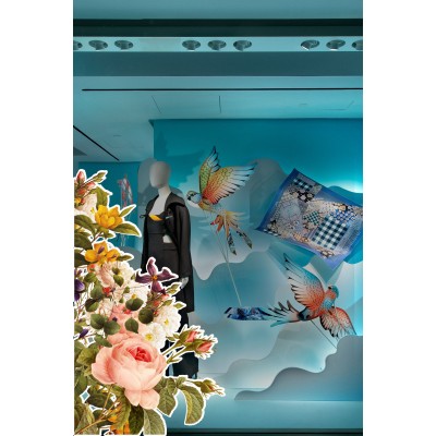 Fransız Bohem Roses Güller Vitrin Tacı ve Mağaza Vitrin Cam Stickerı