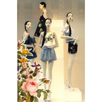 Fransız Bohem Roses Güller Vitrin Tacı ve Mağaza Vitrin Cam Stickerı