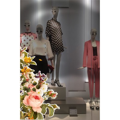 Fransız Bohem Roses Güller Vitrin Tacı ve Mağaza Vitrin Cam Stickerı