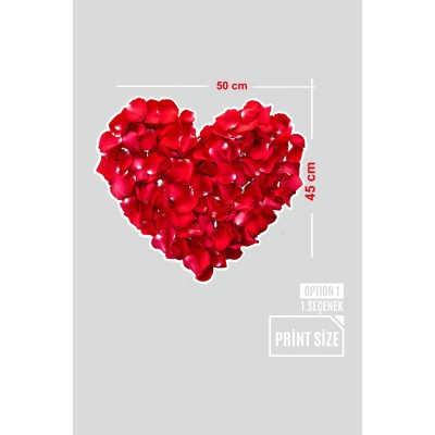 Gül Yaprakları İle Oluşturulmuş Kalp Vitrin Tacı Mağaza Vitrin Cam Stickerı