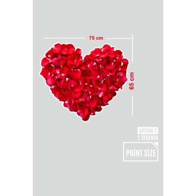 Gül Yaprakları İle Oluşturulmuş Kalp Vitrin Tacı Mağaza Vitrin Cam Stickerı