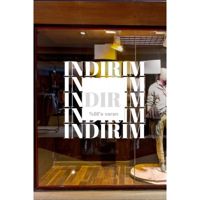 İndirim İndirim Yüzde % 60 varan İndirim Yazıları Butik Mağaza Vitrin Stickerı