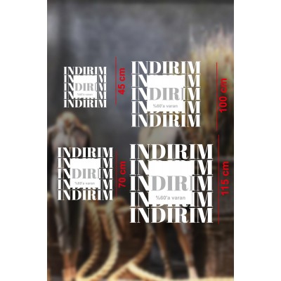 İndirim İndirim Yüzde % 60 varan İndirim Yazıları Butik Mağaza Vitrin Stickerı