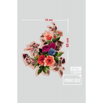 Kırmızı & Koyu Mavi Renk Çiçekler Vitrin Tacı ve Mağaza Vitrin Cam Stickerı