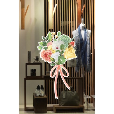 Kurdela ve Çiçekler Vitrin Tacı ve Büyük  Vitrin Stickerı