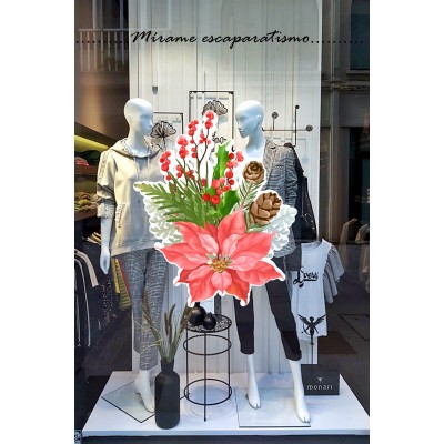 Kozalaklar Çiçekler Vitrin Duvar Süslemeleri Mağaza Vitrin Cam Stickerı