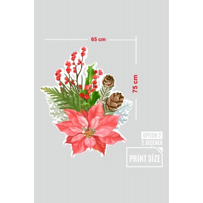 Kozalaklar Çiçekler Vitrin Duvar Süslemeleri Mağaza Vitrin Cam Stickerı