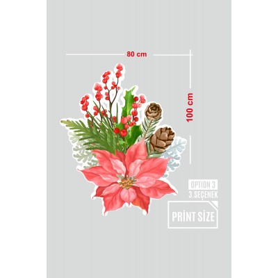 Kozalaklar Çiçekler Vitrin Duvar Süslemeleri Mağaza Vitrin Cam Stickerı