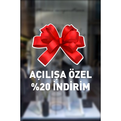 Kurdela Mağaza Butik Dükkan Açılışa Özel İndirim Vitrin Cam Stickerı