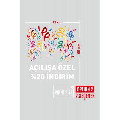Rengerank Havada Uçuşan Kurdelalar ve İndirim Yazısı Vitrin Cam Stickerı
