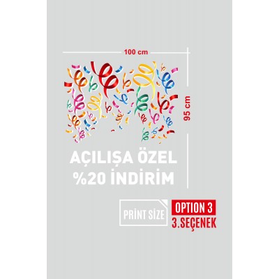 Rengerank Havada Uçuşan Kurdelalar ve İndirim Yazısı Vitrin Cam Stickerı