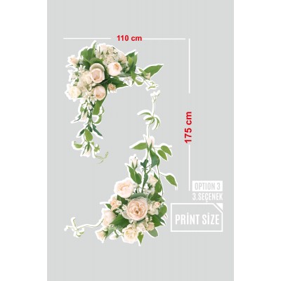 Sarkıt Beyaz Renk Gül Demetleri Renkli Vitrin Cam Stickerı