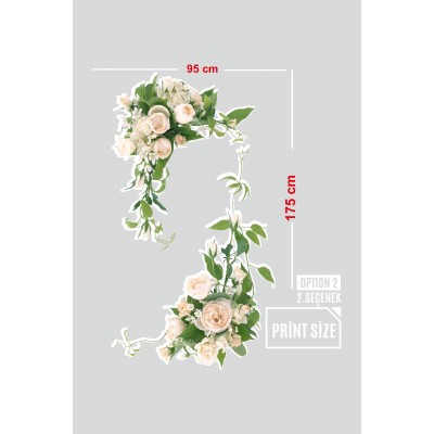 Sarkıt Beyaz Renk Gül Demetleri Renkli Vitrin Cam Stickerı