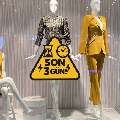 Son 3 Gün Vitrin Stickerı – Kampanya Bitiş Uyarısı İçin Dikkat Çekici Cam Etiketi