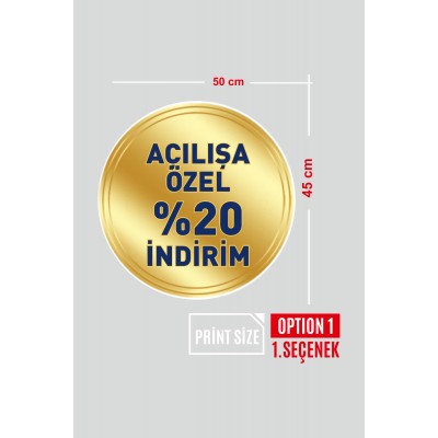 Sunshine Çekici Gold Renk Silindir ve İndirim Yazısı Vitrin Cam Stickerı