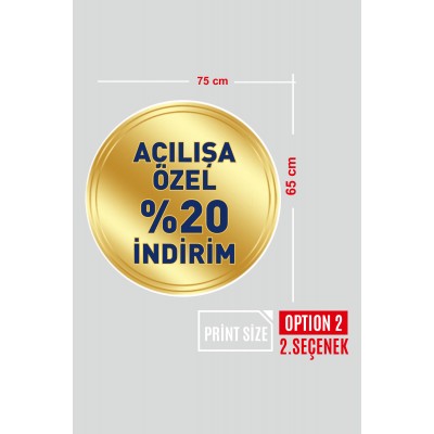 Sunshine Çekici Gold Renk Silindir ve İndirim Yazısı Vitrin Cam Stickerı