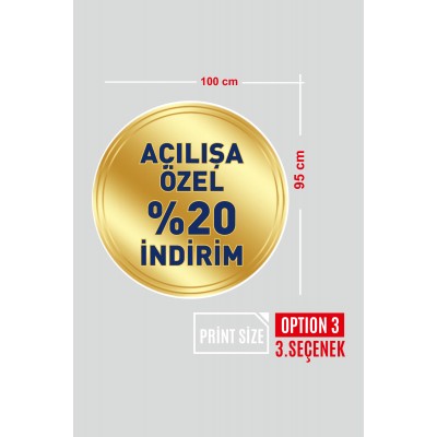 Sunshine Çekici Gold Renk Silindir ve İndirim Yazısı Vitrin Cam Stickerı