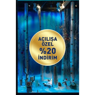 Sunshine Çekici Gold Renk Silindir ve İndirim Yazısı Vitrin Cam Stickerı