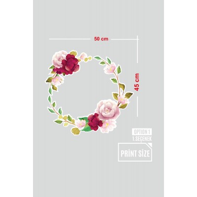 Taç Şeklinde Çiçekler Vitrin Tacı ve Mağaza Vitrin Cam Stickerı