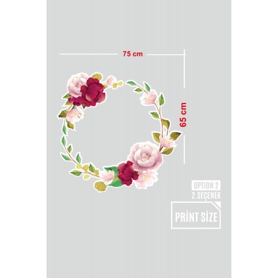 Taç Şeklinde Çiçekler Vitrin Tacı ve Mağaza Vitrin Cam Stickerı