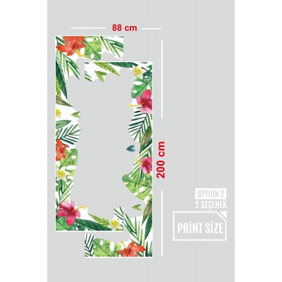Tropik Egzotik Yaprak Ve Çiçekler Mağaza Vitrin Cam Stickerı